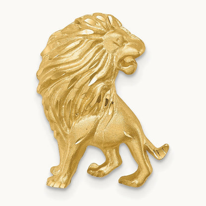 Brushed Diamond-cut Lion Chain Slide, 14K