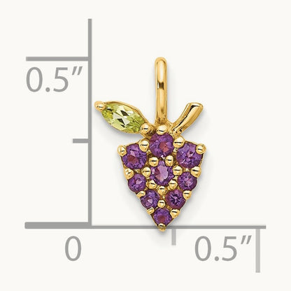 Amethyst and Peridot Grapes Chain Slide, 14K Gold