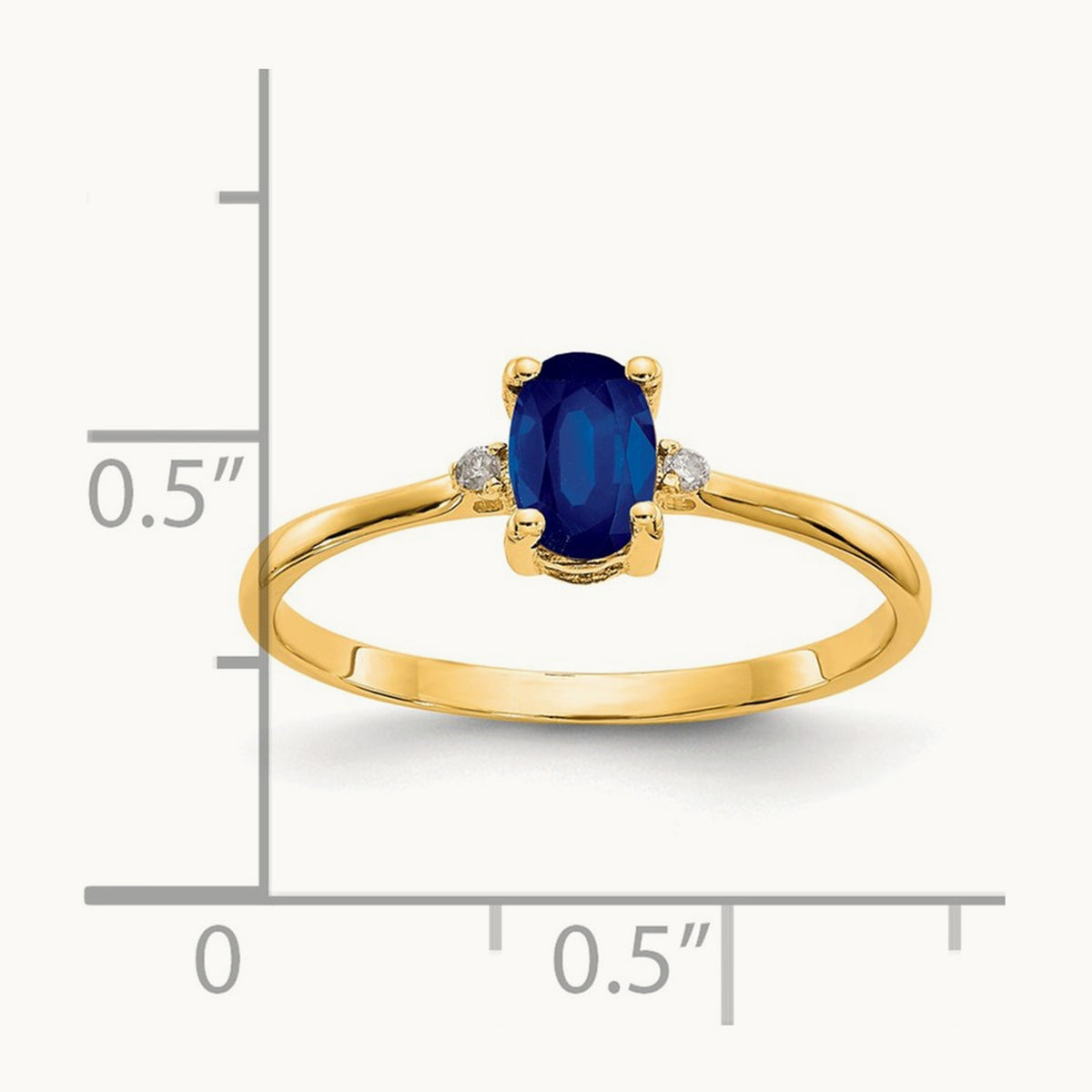 Diamond & Sapphire Birthstone Ring — 14K Yellow Gold, 6