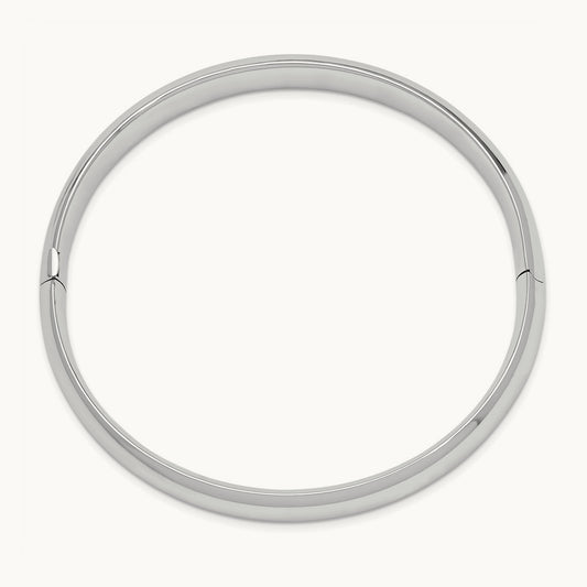 High Polished Hinged Bangle, 14K White Gold