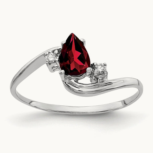 Pear Garnet AA Diamond ring — photo set