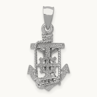 Polished Mariner Crucifix Pendant, 14K White Gold