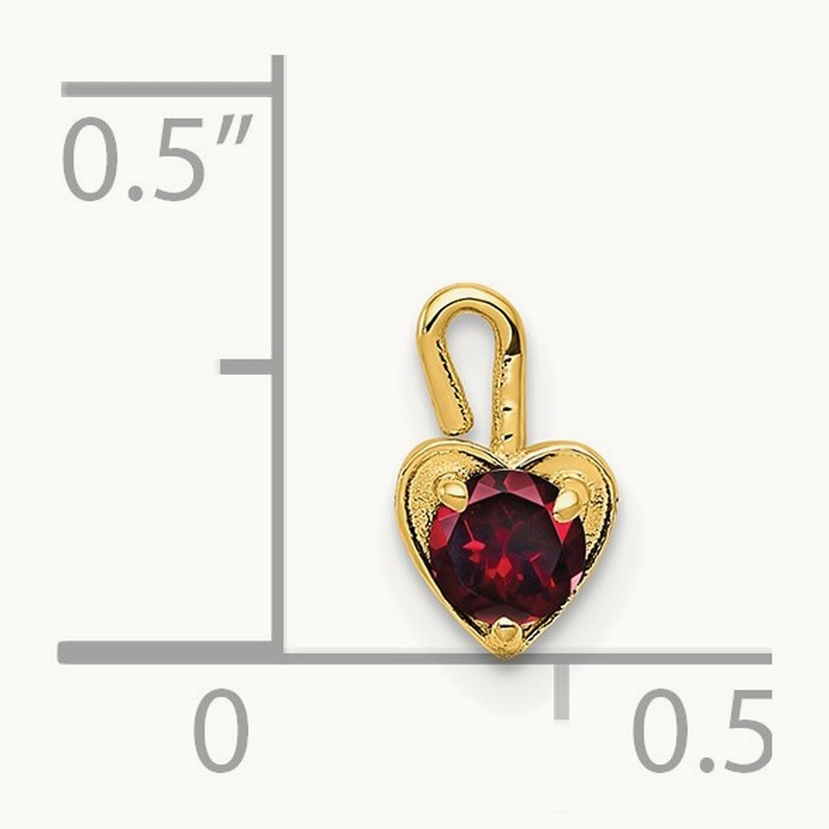 July Synthetic Birthstone Heart Charm — 14K Yellow Gold