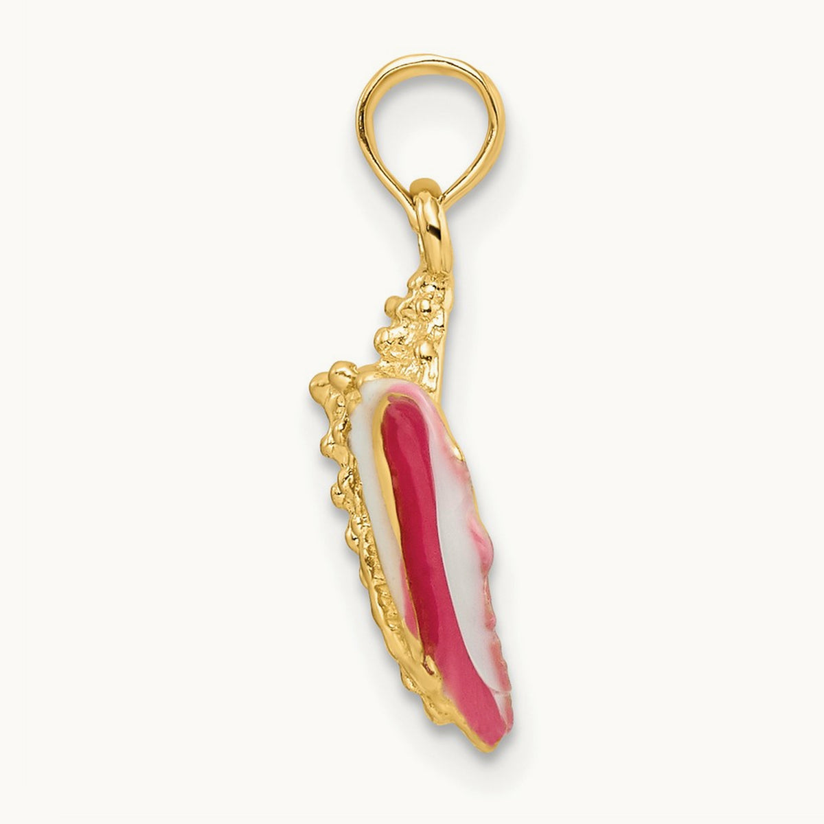 Textured and Enamel Conch Shell Pendant — 19mm
