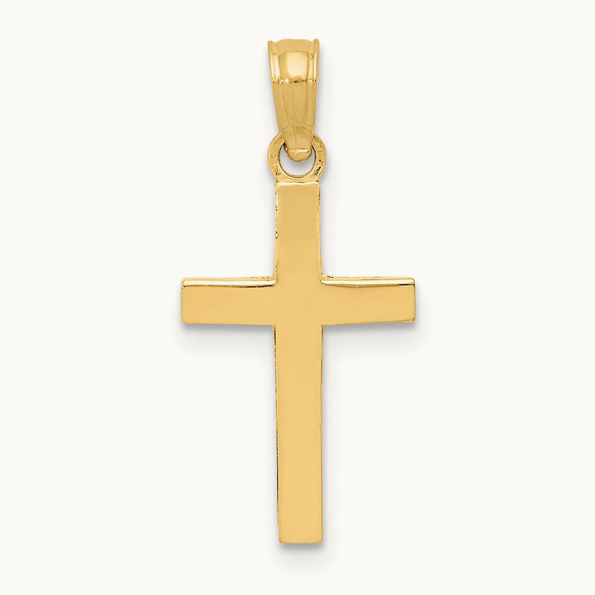 Beveled Cross Charm — 14K Yellow Gold, 22.8mm