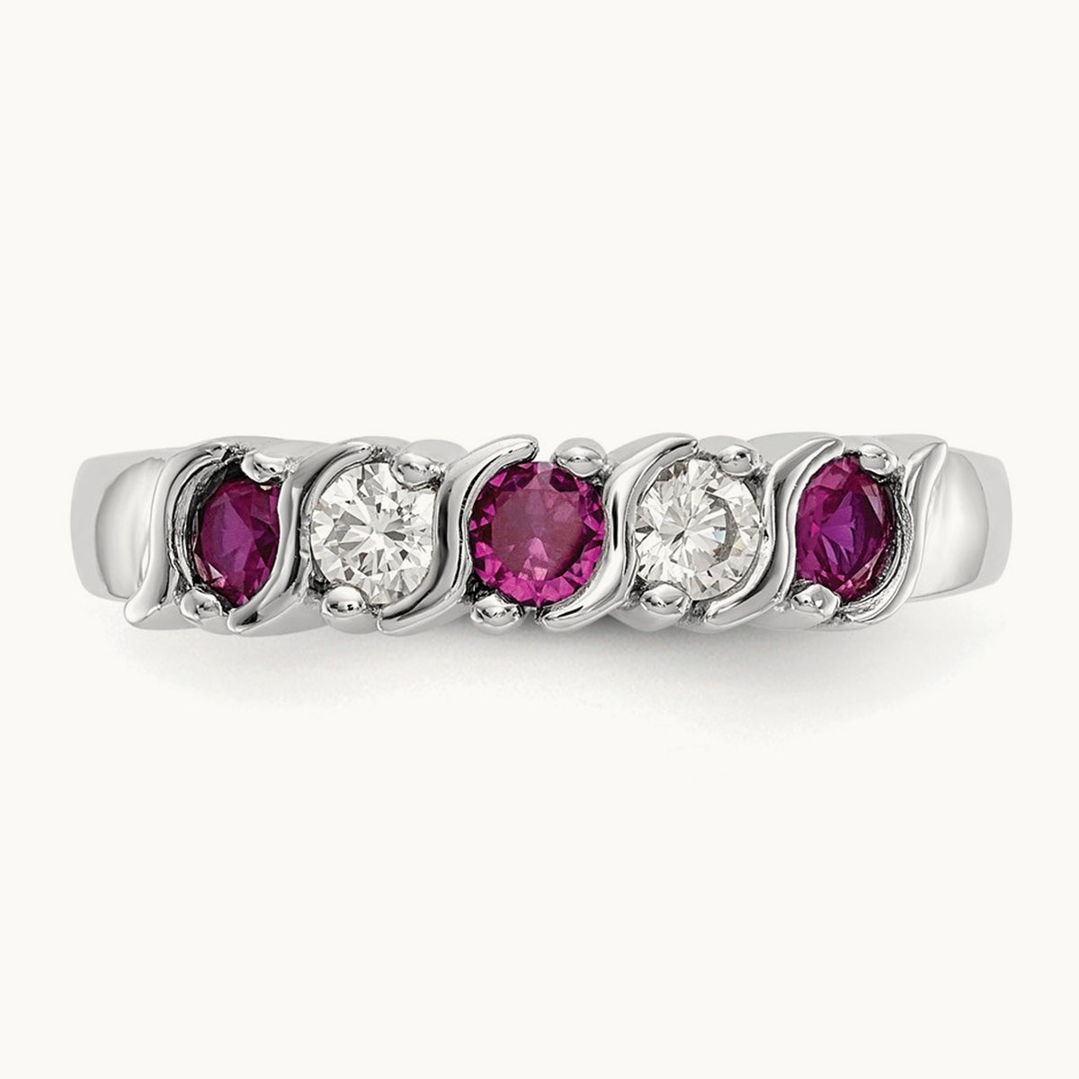 Diamond with Ruby Band — 14K White Gold, 0.2 ct, 7
