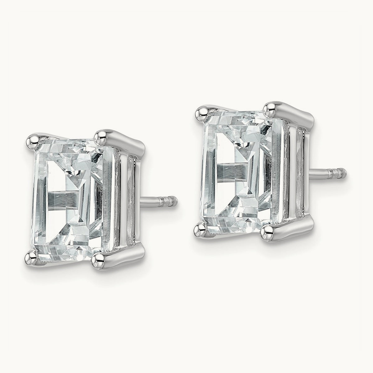 Emerald Four-Prong Stud Earrings, 0.50-6.00 ct tw Lab-Grown Diamond — 6 ct, 14K White Gold