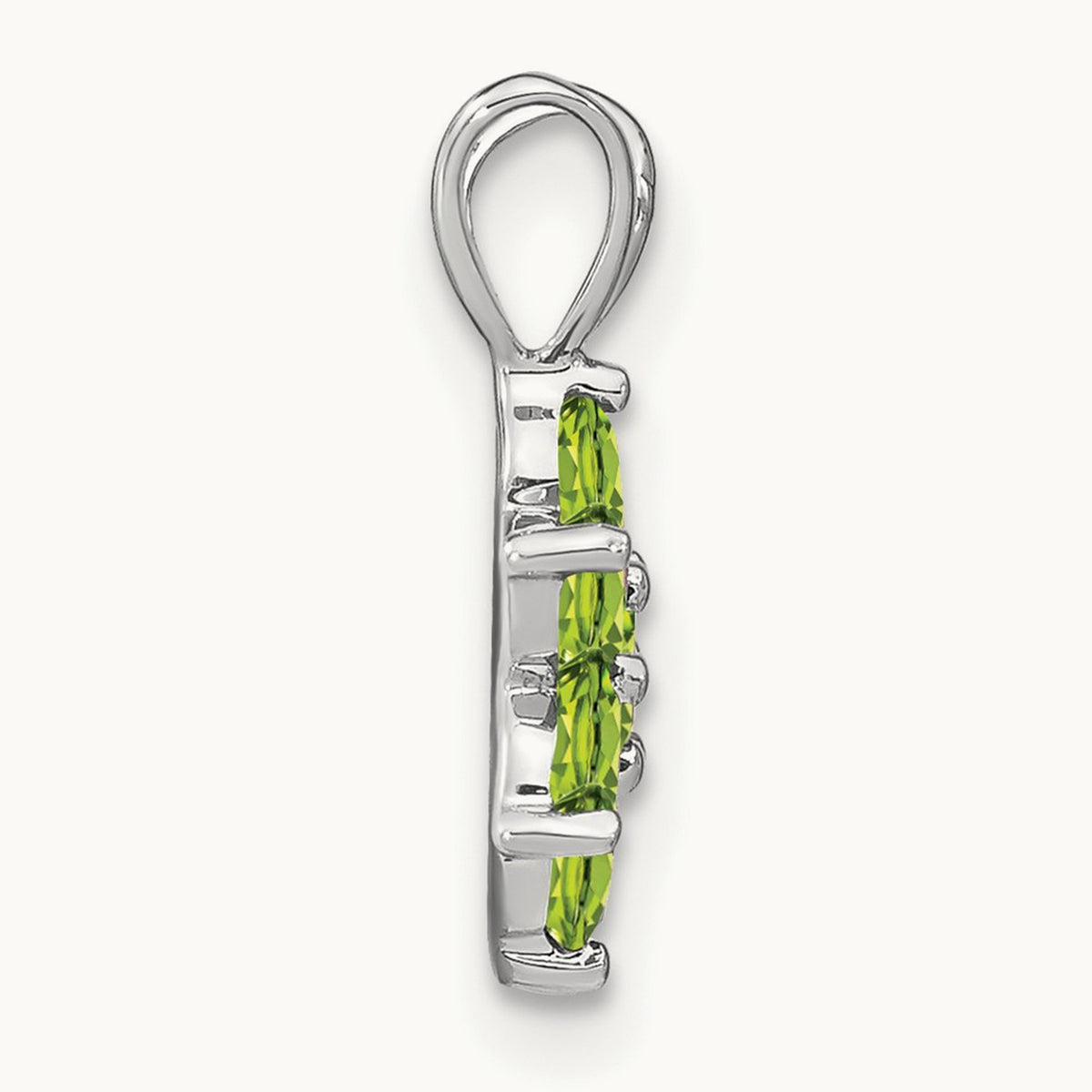 Peridot Floral Pendant, 14K White Gold
