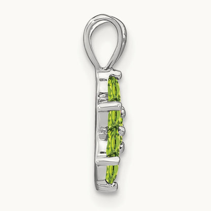 Peridot Floral Pendant, 14K White Gold
