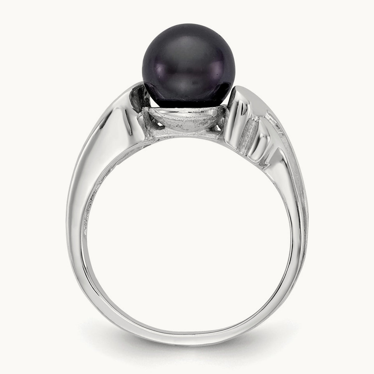 Black FW Cultured Pearl ring, 7mm, 14K White Gold