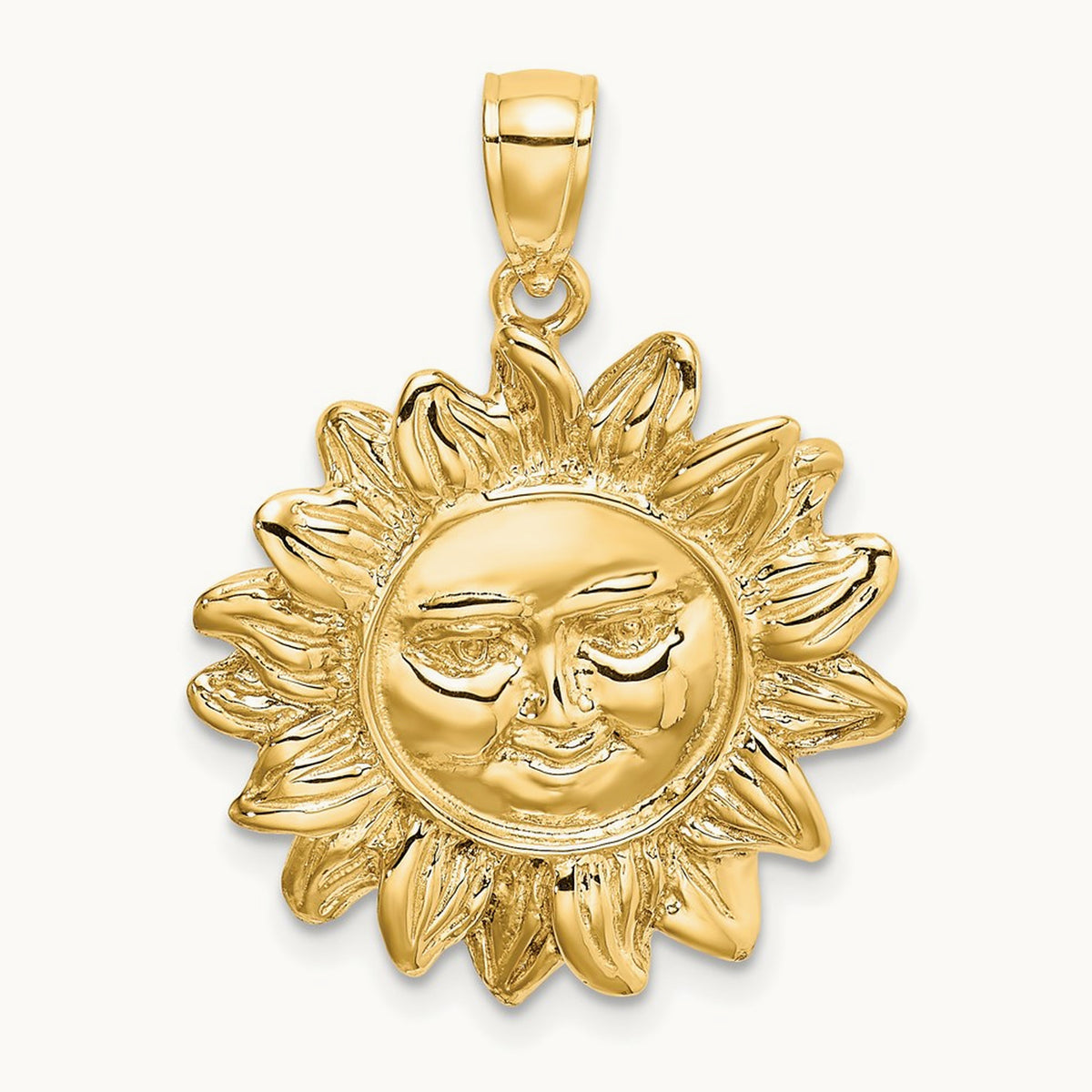Smiling Sun Charm, 14K