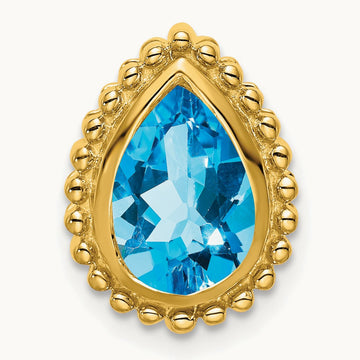 Pear Blue Topaz Chain Slide — 14K Yellow Gold