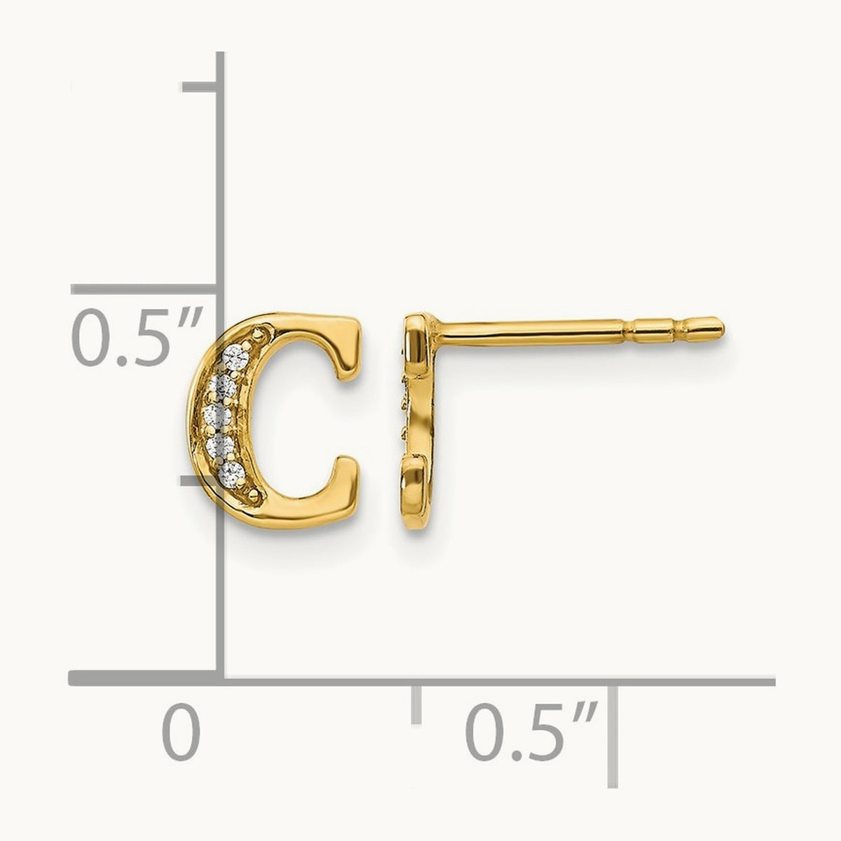 Diamond Earrings — 14K Yellow Gold, 8mm, C