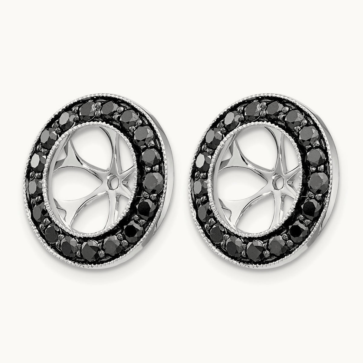 1-1/6ct Black Diamond Earring Jackets, 14K White Gold