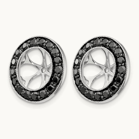1-1/6ct Black Diamond Earring Jackets, 14K White Gold