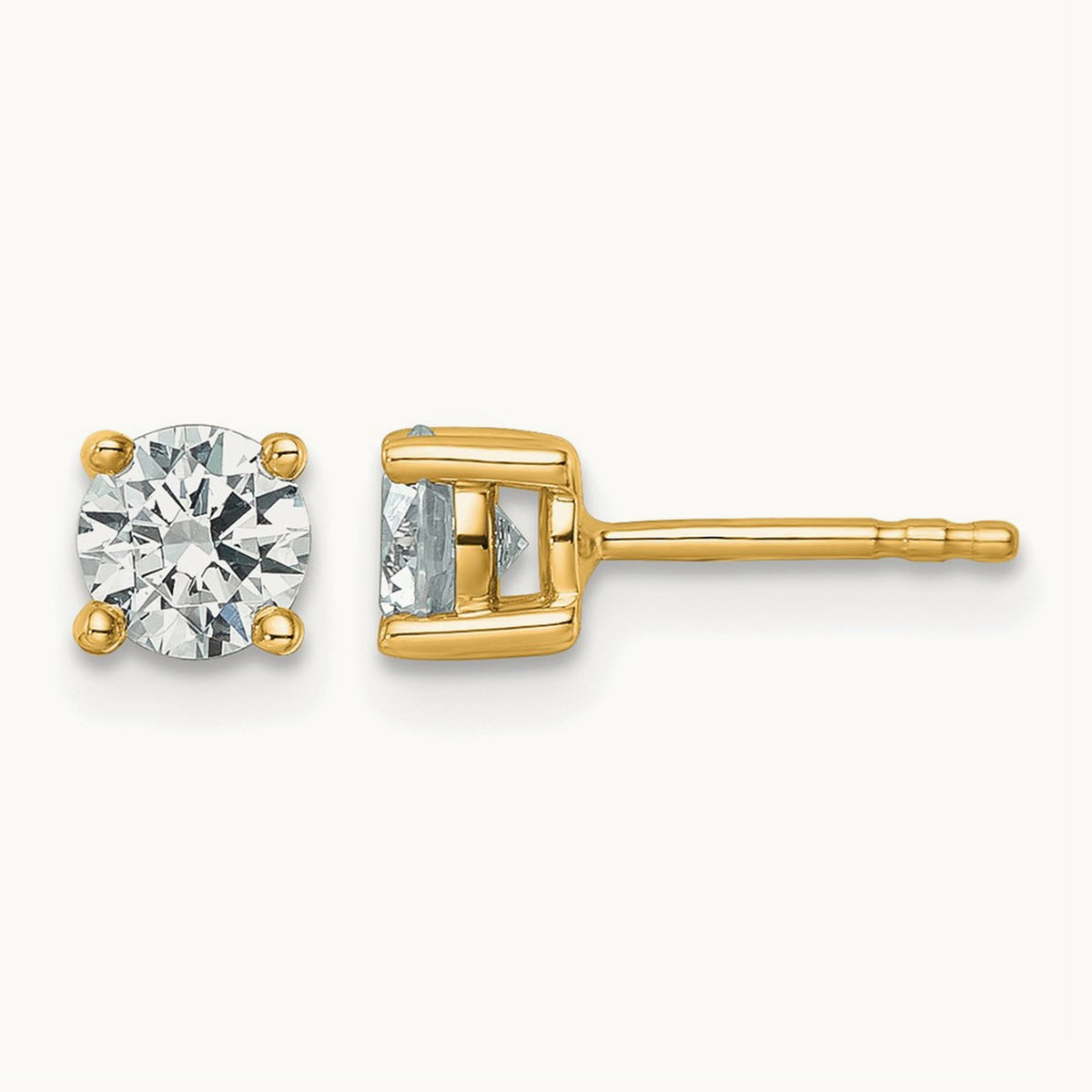 Round Heavyweight Stud Earrings, 0.10-7.00 ct tw Lab-Grown Diamond — 3/4 ct, 14K Yellow Gold
