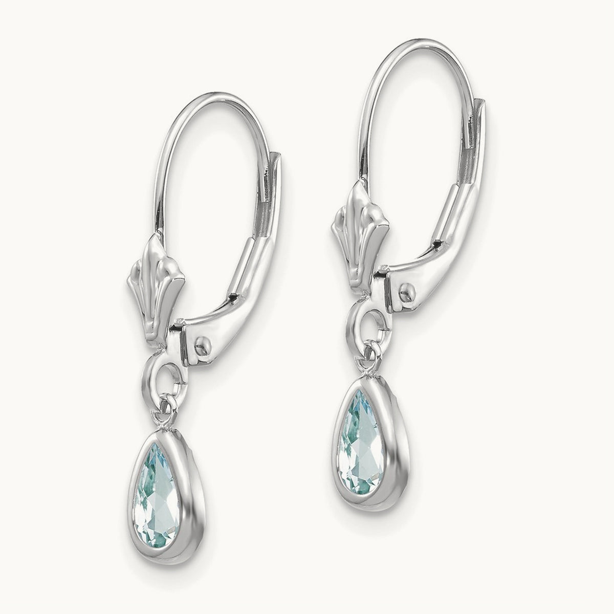 Aquamarine/March Earrings — 14K White Gold