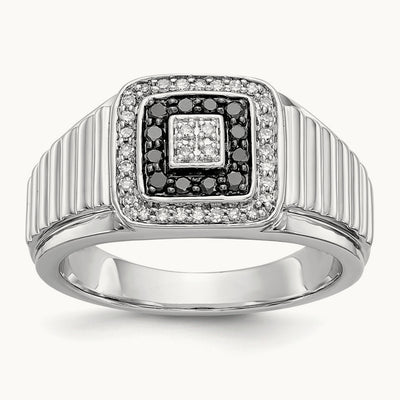 Black and Diamond Mens Ring — photo set