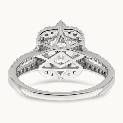 Vintage 1ct Oval Halo Dia Semi-Mount Ring, 14K White Gold