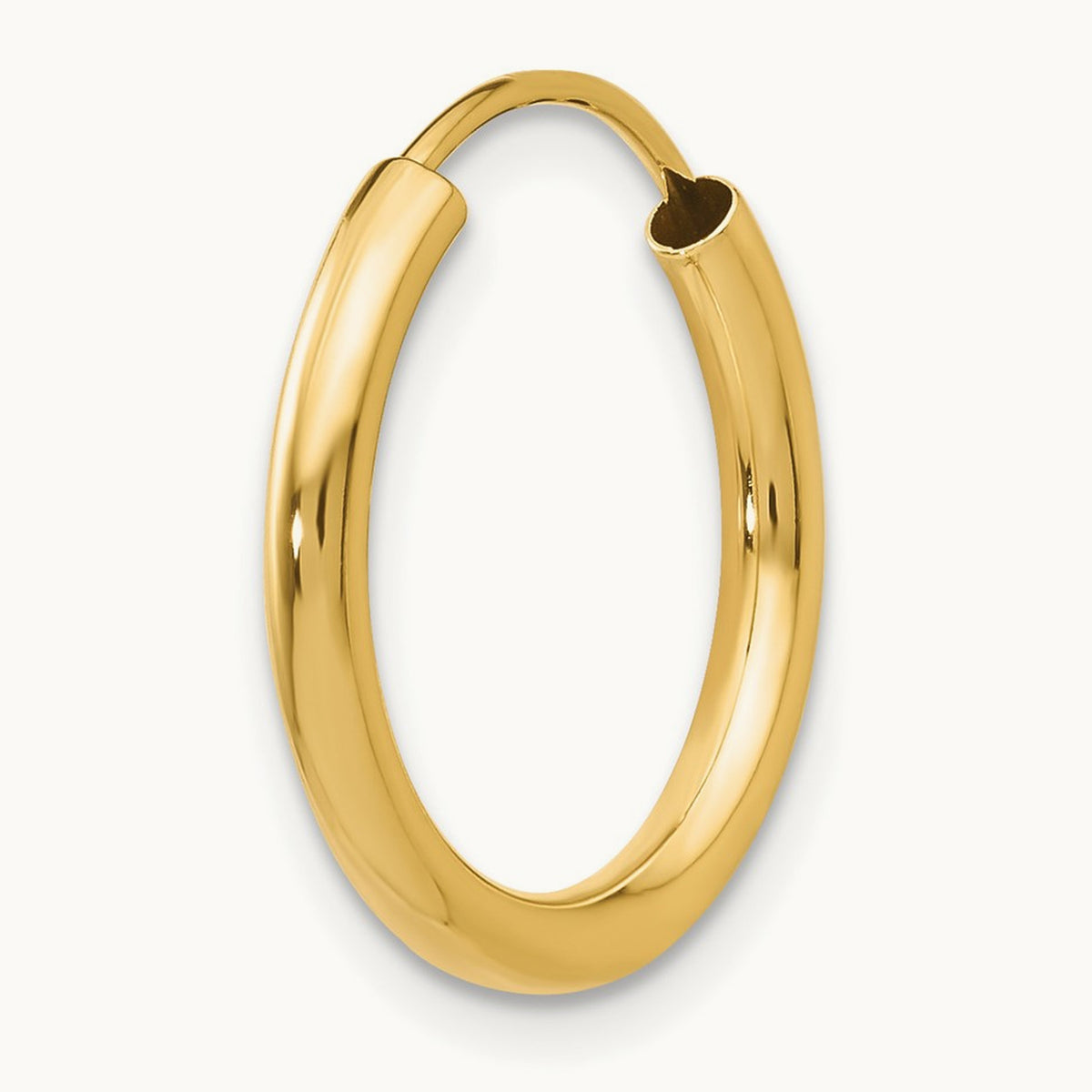 Single 14k Polished Round Endless Hoop Earring, 2mm