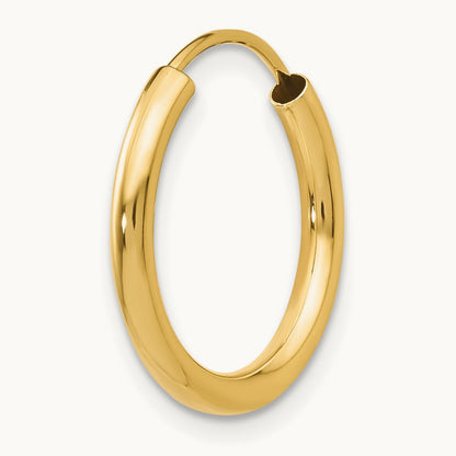 Single 14k Polished Round Endless Hoop Earring, 2mm