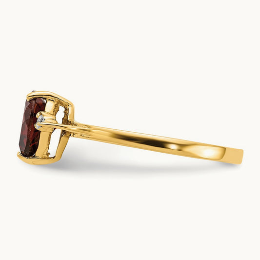 Heart Garnet AA Diamond ring, 7mm, 14K
