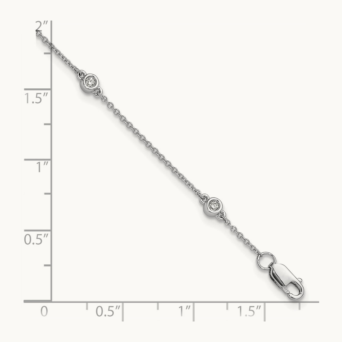 Diamond Station Cable Bracelet — 14K White Gold