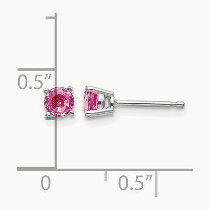 Pink Sapphire Earrings, 14K White Gold