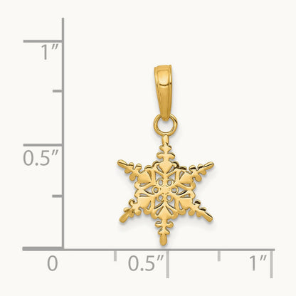 Small Snowflake Pendant — 14K Yellow Gold
