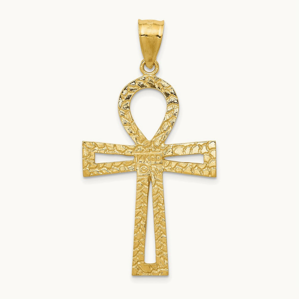 Ankh Cross Pendant — 14K Yellow Gold, 45mm