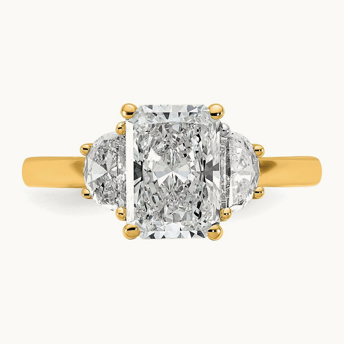Radiant & 1/2 Moon Engagement Ring, 1.25-4.00 ct tw Lab-Grown Diamond — 2 1/2 ct, 14K Yellow Gold
