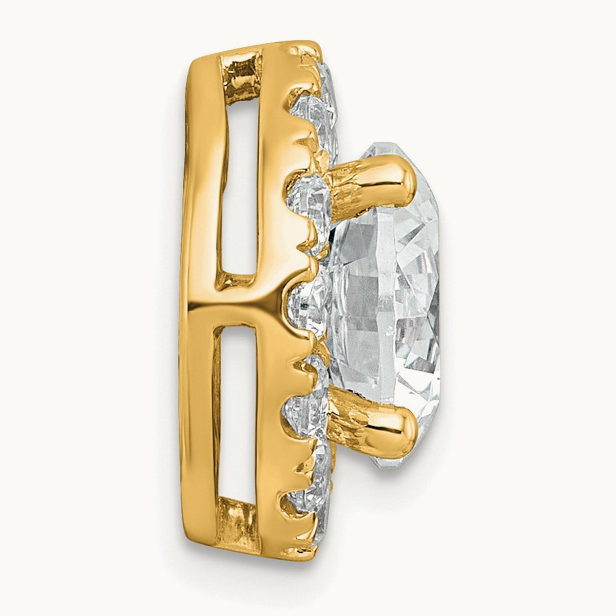Round Halo Chain Slide Pendant, 0.25-5.00 ct tw Lab-Grown Diamond — 5 ct, 14K Yellow Gold