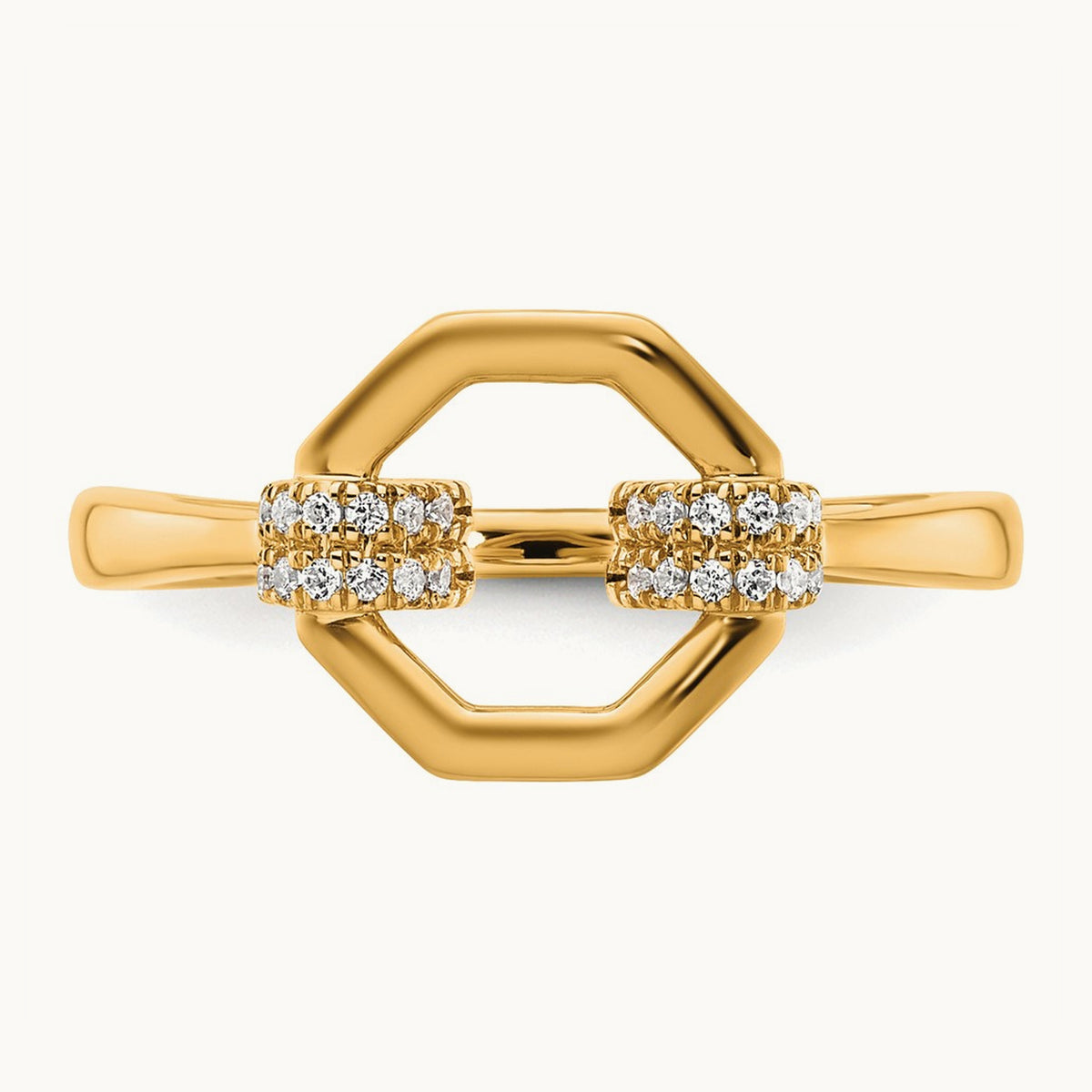 Polished Diamond Octogon Fashion Ring, 14K