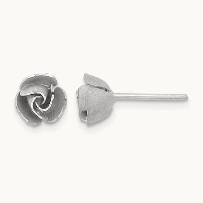 Satin Finish Diamond-cut Post Earrings — 14K Two-Tone Gold, 7mm