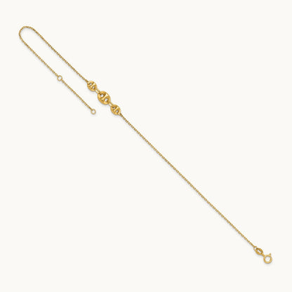 Polished Fancy Link 9in Plus 1 in ext. Anklet, 14K