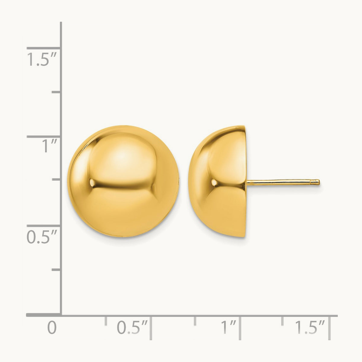 Polished Half Ball Post Earrings — 16mm