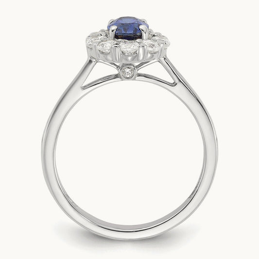 Created Sapphire Halo Ring — 7