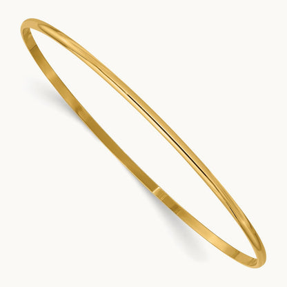 Solid Polished Half-Round Slip-On Bangle — 14K Yellow Gold, 2mm