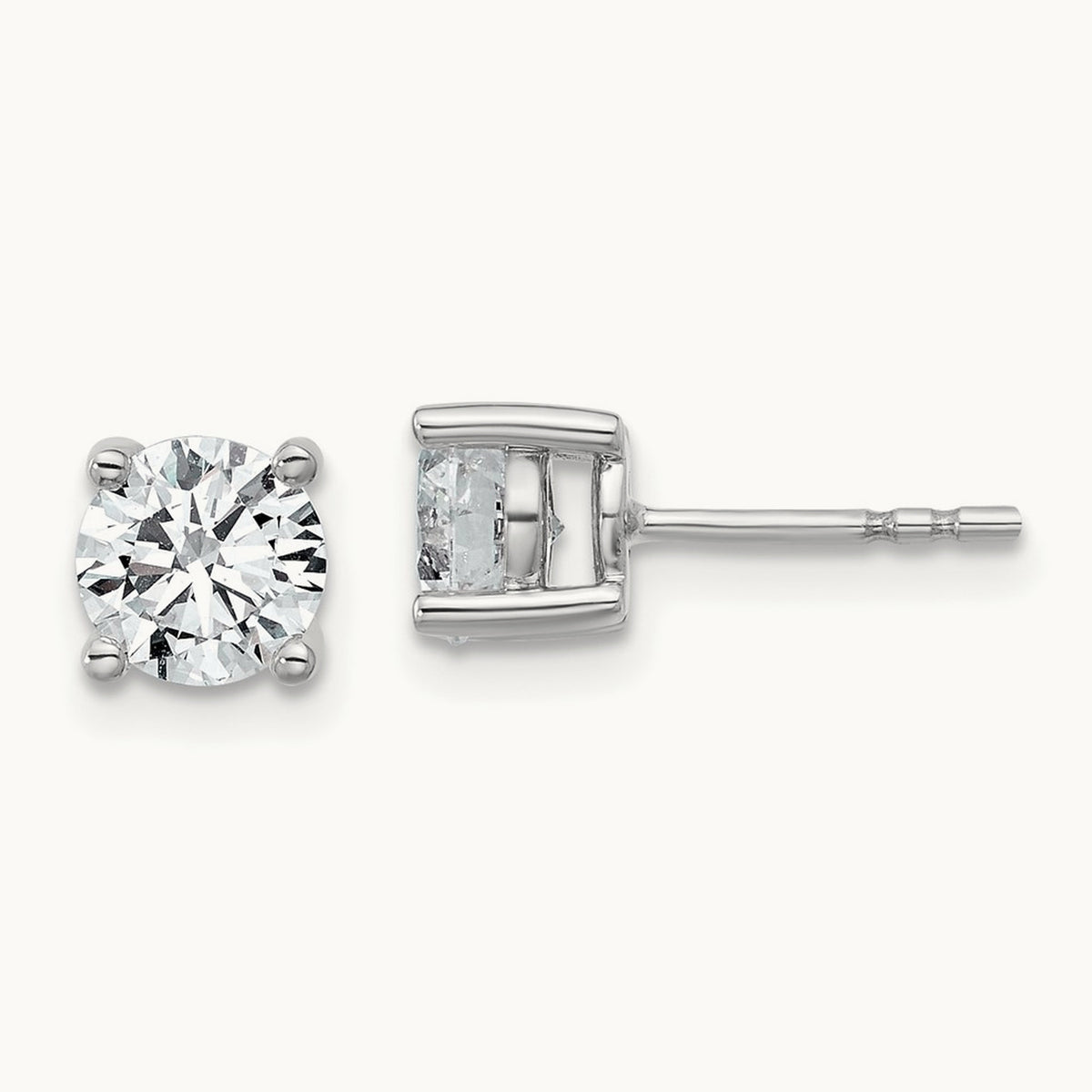 Round Lightweight Earrings, 0.25-6.00 ct tw Lab-Grown Diamond — 1 1/2 ct, 10K White Gold