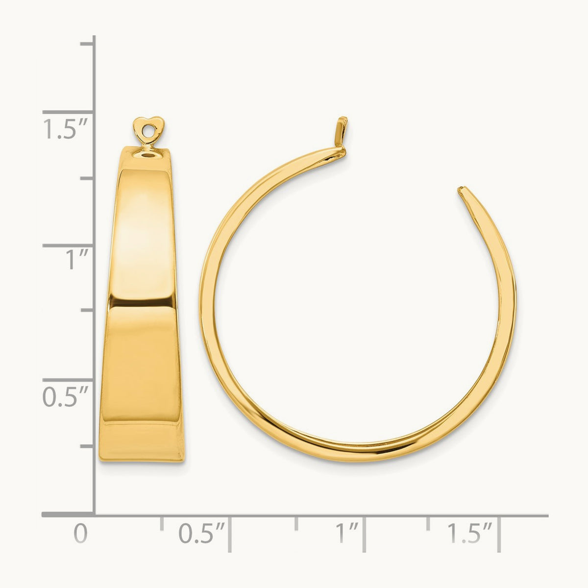 Polished Hoop Earring Jackets — 14K Yellow Gold, 30mm