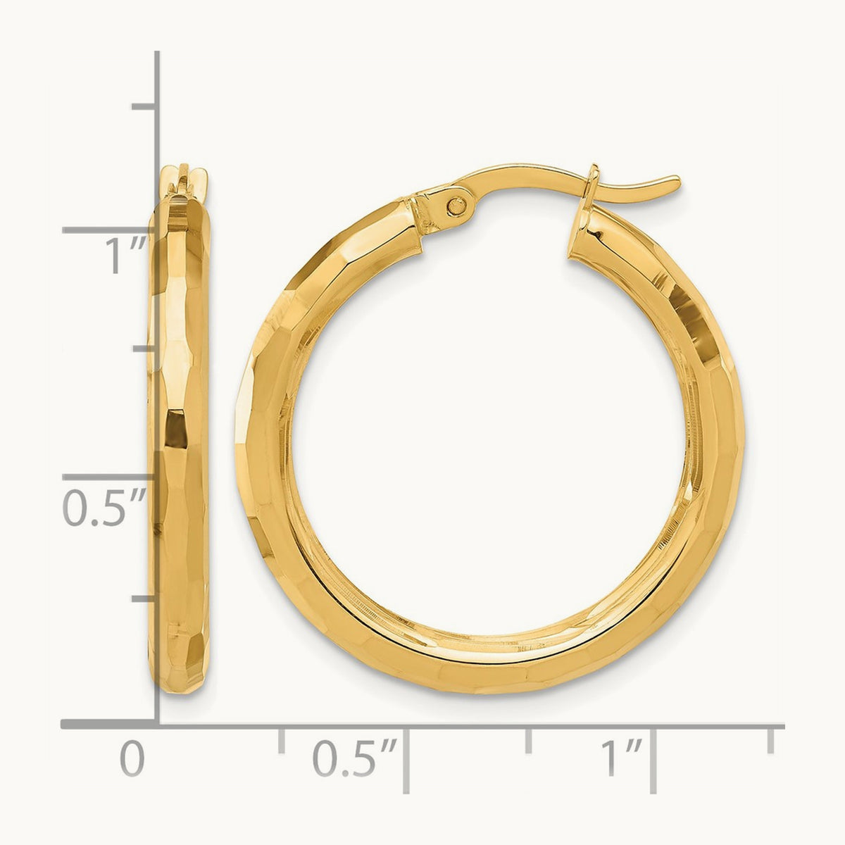 Polished and Diamond-cut Hoop Earrings — 27.75mm