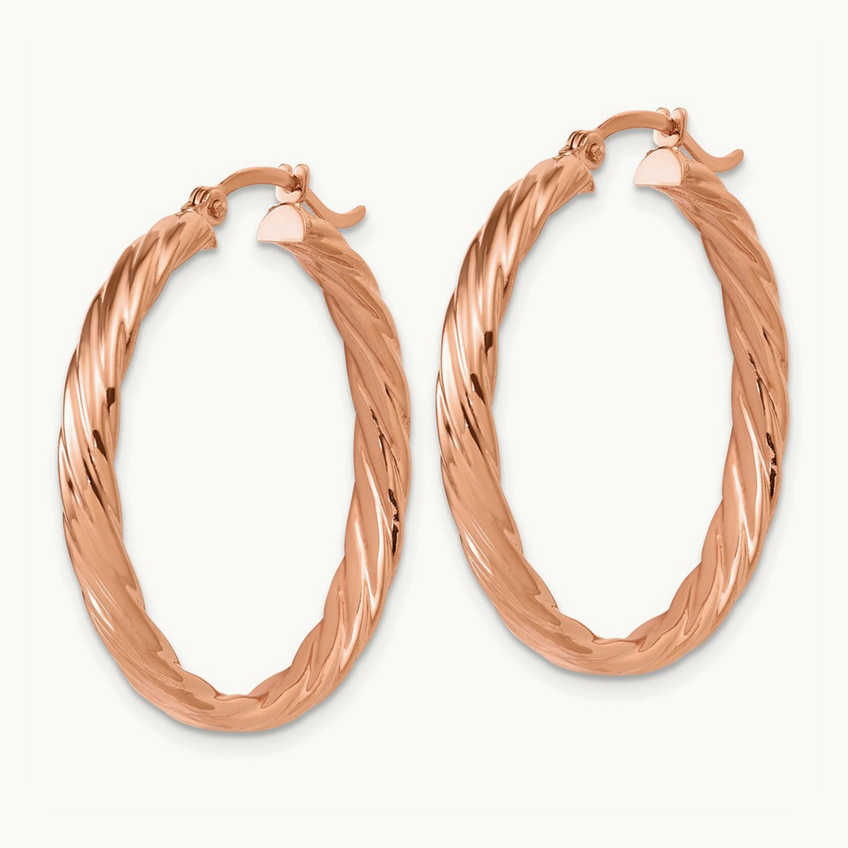 Large Patterned Hoop Earrings — 14K Rose Gold