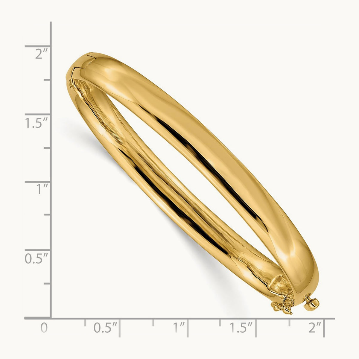 Polished Solid Hinged Bangle — 6.4mm