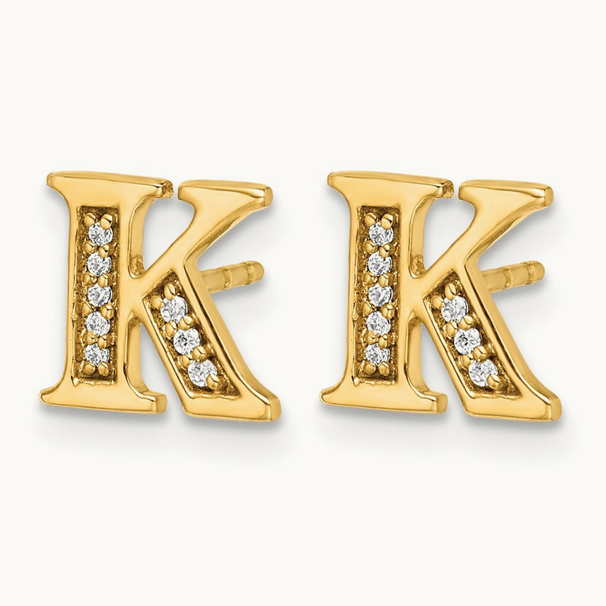 Diamond Earrings — 14K Yellow Gold, 8mm, K