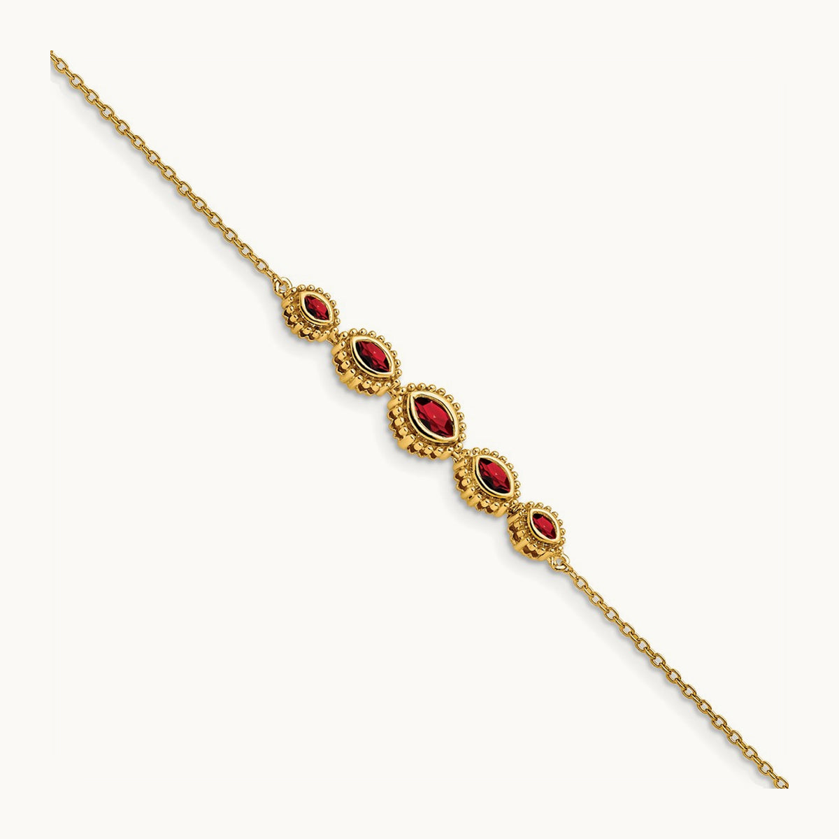 Marquise Garnet Bracelet — 14K Yellow Gold