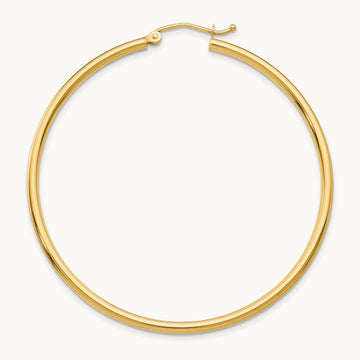 Single 14k Polished 2x50mm Lightweight Tube Hoop Earring