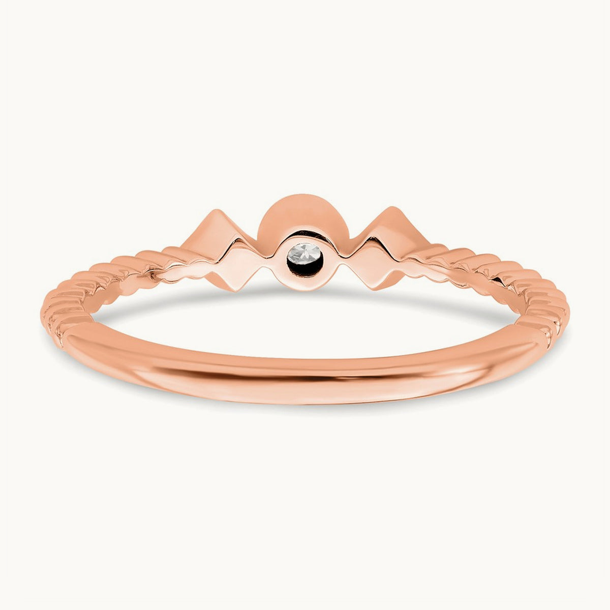 Scalloped Band Petite Round Complete Diamond Ring — 14K Rose Gold, 7