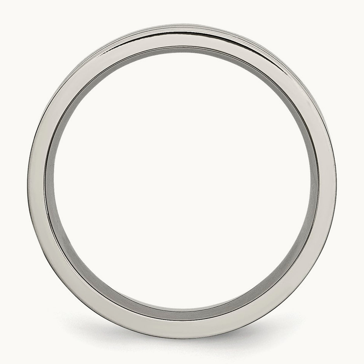 Brushed and Polished Grooved Band, 6mm, Titanium
