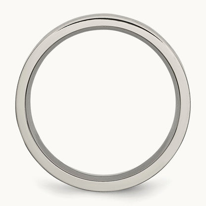 Brushed and Polished Grooved Band, 6mm, Titanium