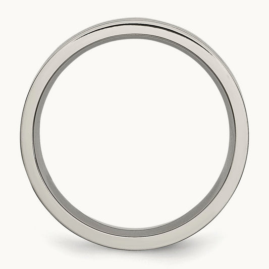 Brushed and Polished Grooved Band, 6mm, Titanium